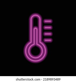 Temperature simple icon vector. Flat design. Purple neon on black background.ai
