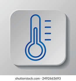 Temperature simple icon vector. Flat design. Paper cut design. Cutted blue symbol with shadow. Gray badge button, gray background.ai