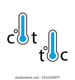 Temperature symbol icon. Thermometer illustration. Celsius and Fahrenheit graphic. Vector measurement sign.