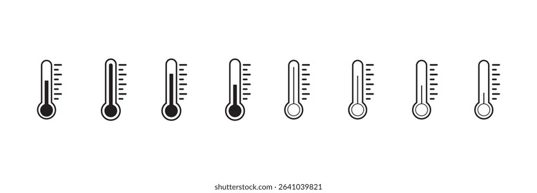 Temperature symbol set. Temperature icons vector set .Thermometer temperature up and down icon.
