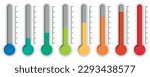 Temperature Symbol Set . Thermometer showing the temperature . Thermometer icon. Vector illustration. Eps 10.