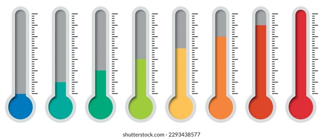 Juego de símbolos de temperatura . Termómetro que muestra la temperatura . Icono del termómetro. Ilustración vectorial. Eps 10.
