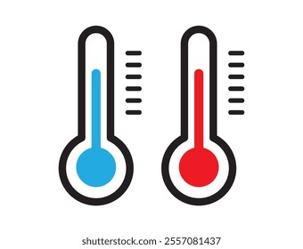 temperature thermometer hot warm ice freeze cold weather icon color set