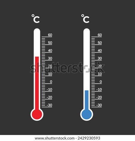 Temperature thermometer icon collection. Weather thermometer icon or sign