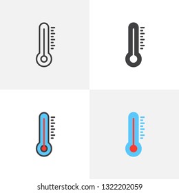 Temperature thermometer icon. Line, glyph and filled outline colorful version, Meteo diagnostic thermometer outline and filled vector sign. Symbol, logo illustration. Different style icons set
