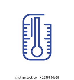temperature thermometer icon over white background, line style icon, vector illustration