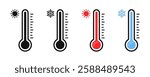 Temperature thermometer icon set. Temperature thermometer scale illustration. Temperature vector icons set . Thermometer icons. Temperature Scale Symbols