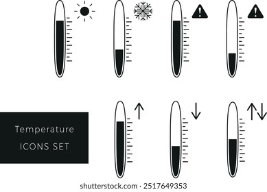 Temperature thermometer icons set, isolated signs
