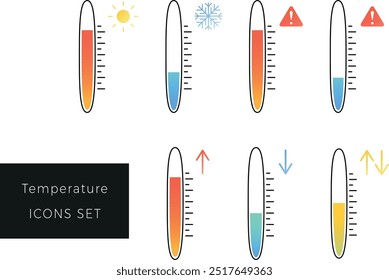 Temperature thermometer icons set, isolated signs