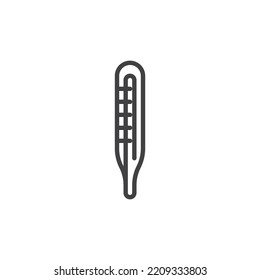 Temperaturthermometerliniensymbol. lineares Stilzeichen für mobiles Konzept und Webdesign. Glasthermometer Umriss Vektorsymbol. Symbol, Logo-Abbildung. Vektorgrafik