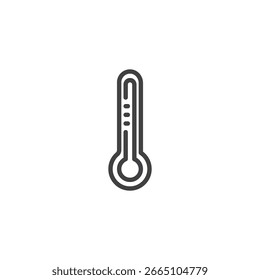 Icono de línea del termómetro de temperatura. Icono de Vector de contorno con indicador de Vertical. Representa las condiciones climáticas o el calentamiento global. símbolo de icono de Naturaleza.