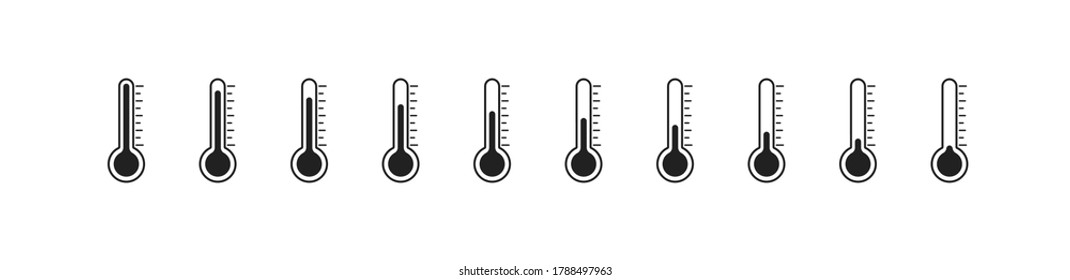 Temperature thermometer line isolated icon set, simple illustration in vector flat style.