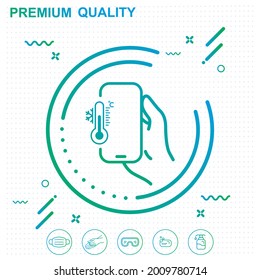 Temperature thermometer in phone icon illustration - modern design