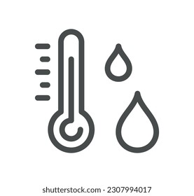 Temperature and thermometer related icon outline and linear vector.