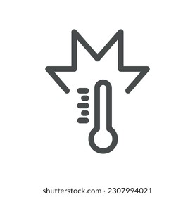 Temperature and thermometer related icon outline and linear vector.