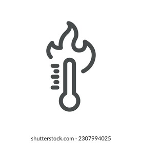 Temperature and thermometer related icon outline and linear vector.