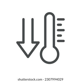 Temperature and thermometer related icon outline and linear vector.