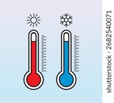 Temperature Thermometers Hot and Cold Weather Comparison 