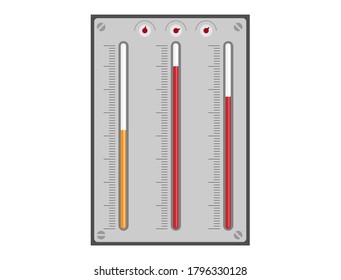 Temperature with three indicators and needle pointer