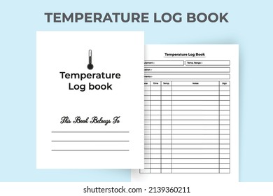Temperature tracker notebook interior. Patient health information and fever temperature checker template. Interior of a logbook. Medical information recorder and body temperature notebook.