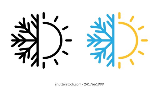 Temperature Variance vector icon set. Sun and Snowflake vector symbol for UI design.