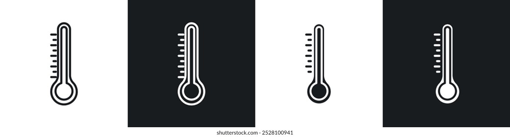 Temperature vector icon set in black and white