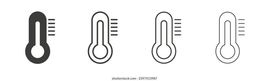Temperature vector icon set in black and white color.