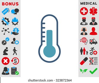 Temperature vector icon. Style is bicolor flat symbol, cyan and blue colors, rounded angles, white background.