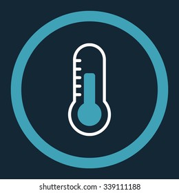 Temperature vector icon. Style is bicolor flat rounded symbol, blue and white colors, rounded angles, dark blue background.