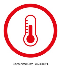 Temperature vector icon. Style is flat rounded symbol, red color, rounded angles, white background.