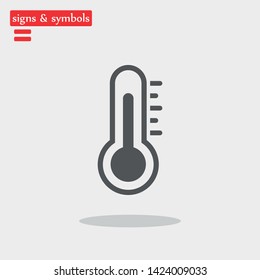 Temperature vector icon. . Weather, hot cold climate in trendy style for web site, mobile app design.Medicine thermometer.