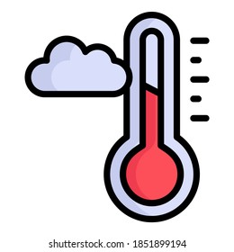 icono coloreado del contorno del vector de temperatura. Símbolos modernos del contorno de color. Colección de elementos tradicionales.