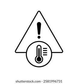 temperature warning sign Flat vector set outline