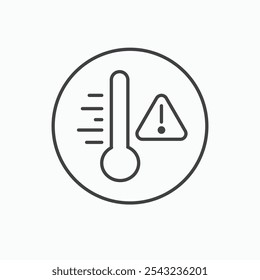Temperature warning sign icon in black outlined and solid.