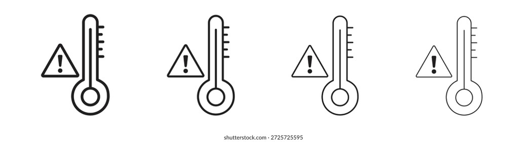 Concepto de icono de señal de advertencia de temperatura. Símbolo de línea delgada. Vector de estilo de contorno simple