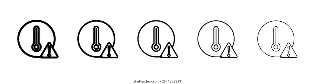 Temperature warning sign icon graphic set. trendy stroke line style