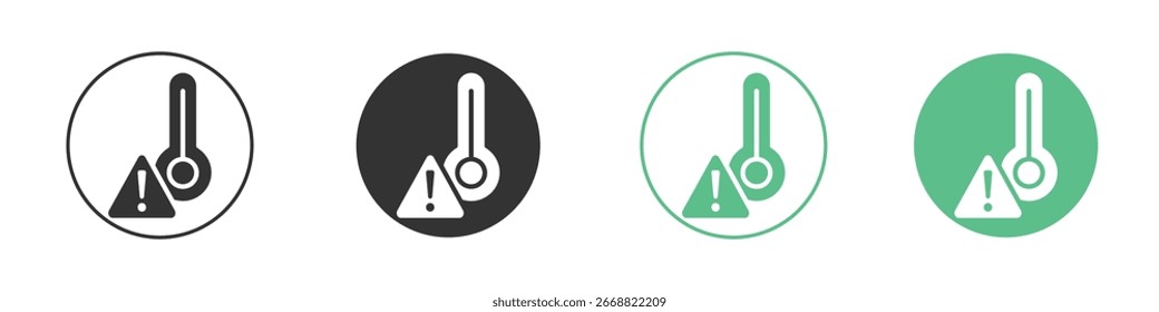 Icono de señal de advertencia de temperatura Conjunto de iconos de Vector de línea plana mínima.