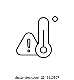 Symbol für Temperaturwarnung Umriss in schwarz-weißer Farbe