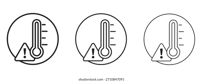 Symbol für Temperaturwarnzeichen mit Umrissstil, Vektorgrafik-Designs