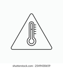 Ícone do sinal de aviso de temperatura definido no estilo de linha preta fina.