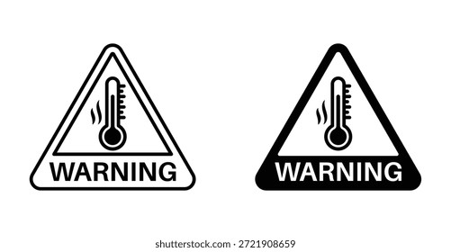 Temperature warning sign icon set. Temperature warning sign vector symbol in black filled and outlined style.