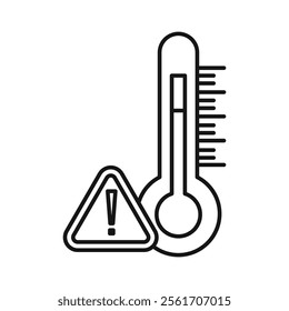 Temperature warning sign icon Simple thin line flat symbol