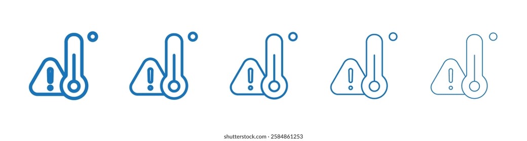 Temperature warning sign icon Symbol collection thin outline set