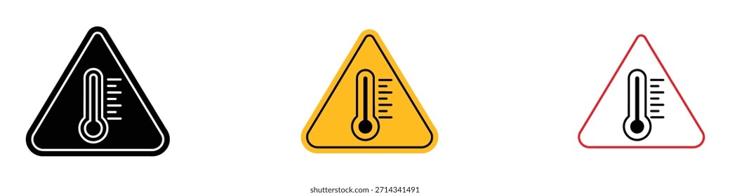 Vector de señal de advertencia de temperatura. alta temperatura, símbolo de peligro de calor. Ilustración vectorial.