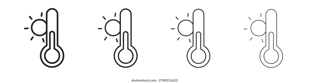 Temperature warning sign icons collection web design, minimal line style