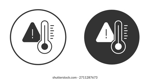 Concepto de iconos de señales de advertencia de temperatura en versiones sólidas. Estilo de diseño plano.
