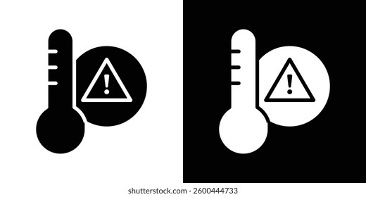 Temperature warning sign icons vectors set in solid style.