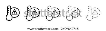 Temperature warning sign icons vectors set in different stroke lines