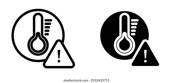 Temperature warning sign liner icon vector set.