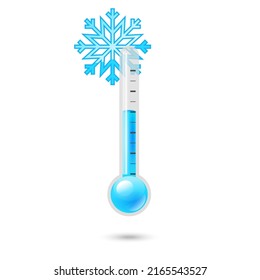 Temperature weather thermometers with Celsius and Fahrenheit scales. realistic 3d weather thermometer icon. Snowflake. Cold thermometer. Thermostat meteorology vector isolated icon